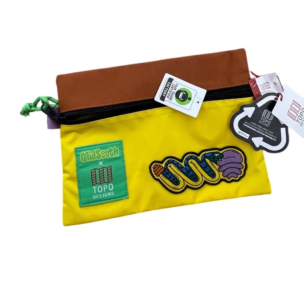 Topo Designs x MidSouth Accessory Pouch Yellow Clay Brown Snake Patch‎ NWT I07